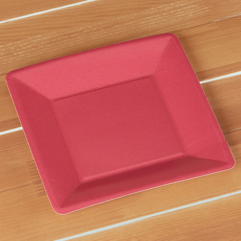 Caspari Square Paper Plates, Grosgrain, Rose