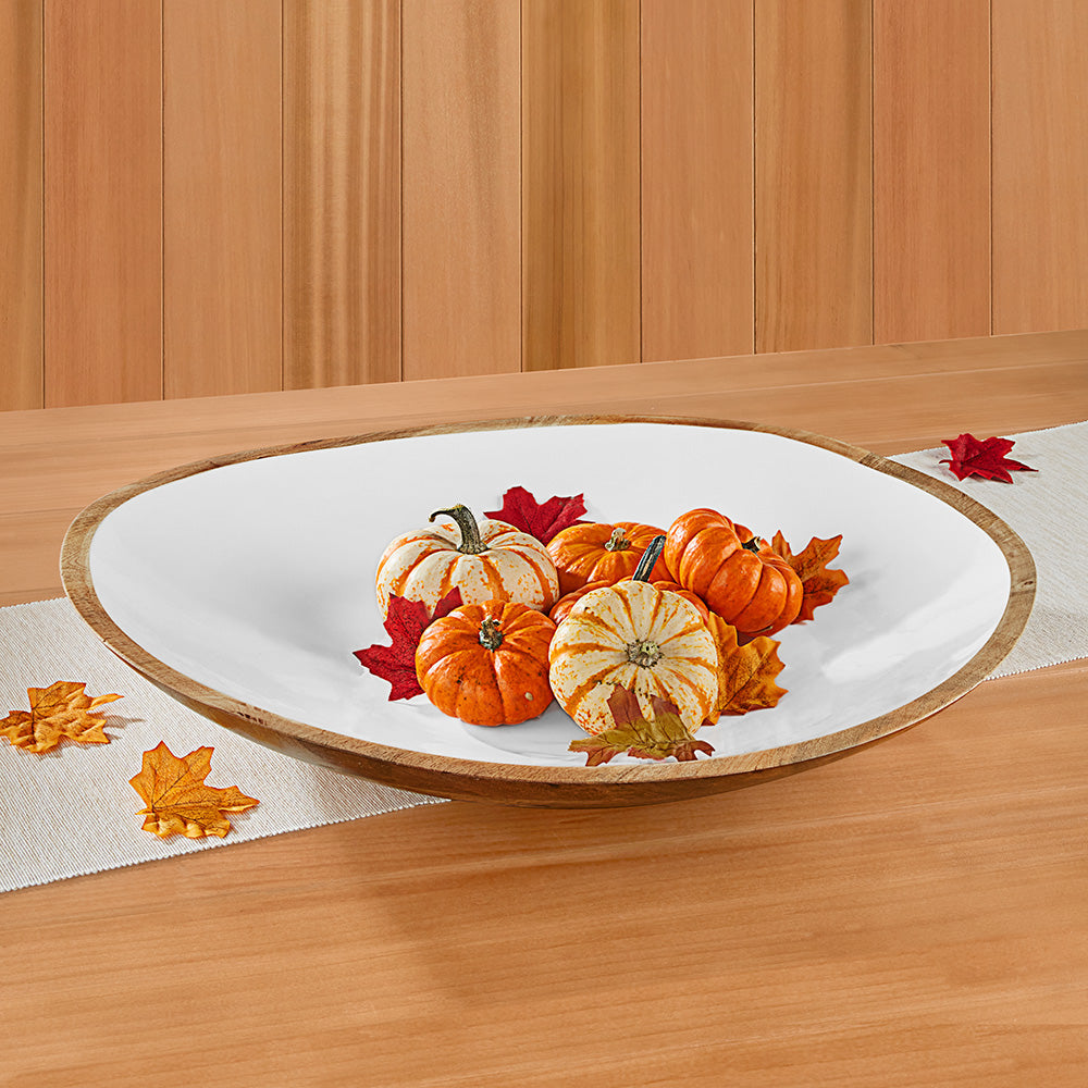 Be Home Madras Enameled Mango Serving Bowls, Shallow