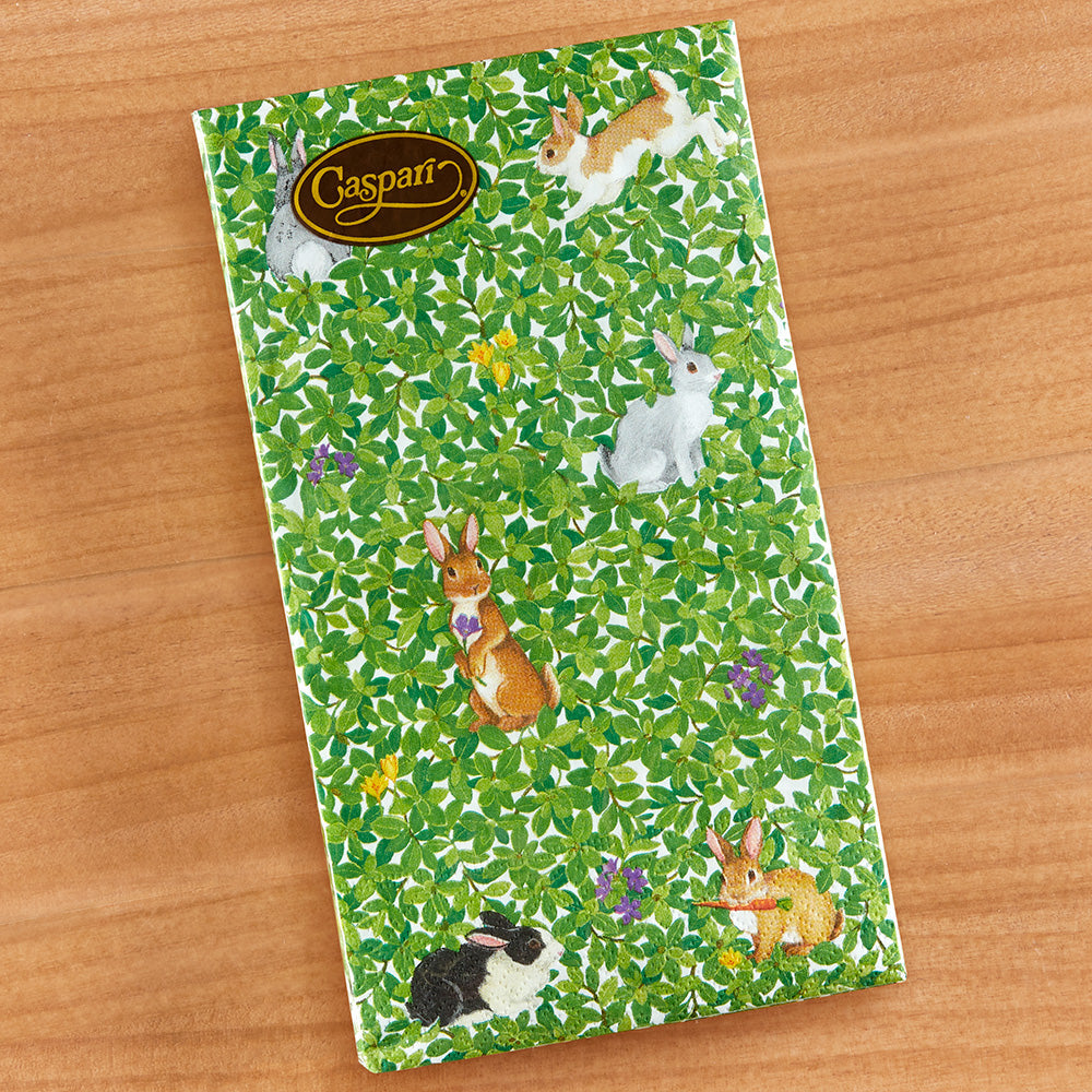 Caspari Paper Napkins & Guest Towels, Bunnies and Boxwood
