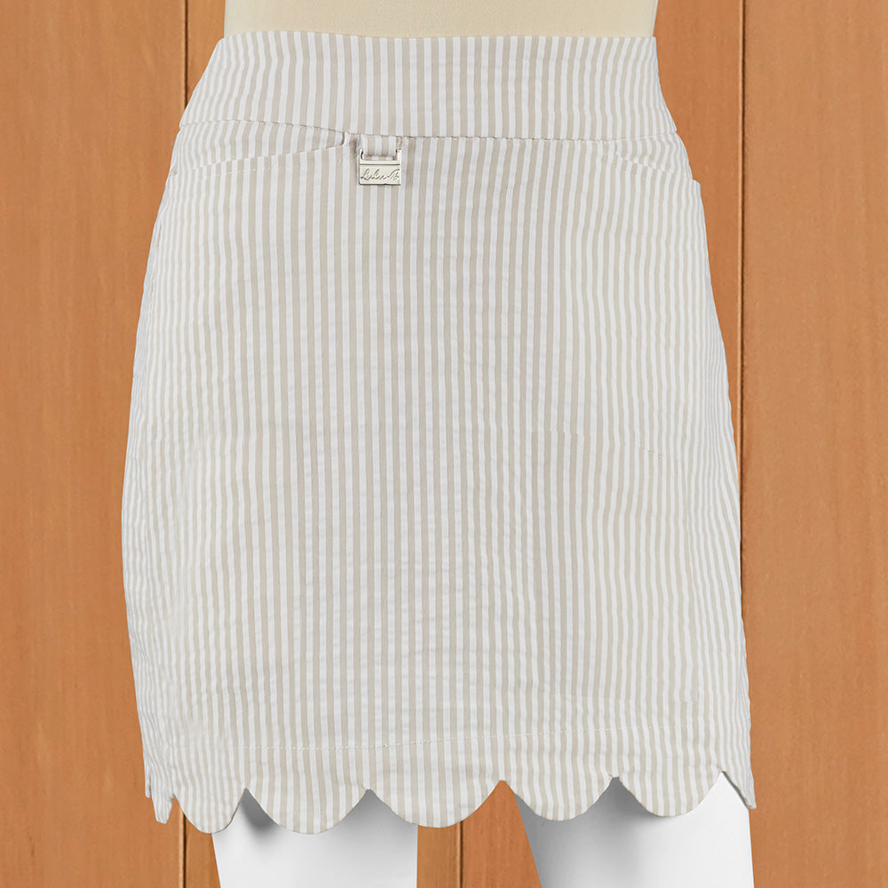 LuLu-B Women's Seersucker Scalloped Skort
