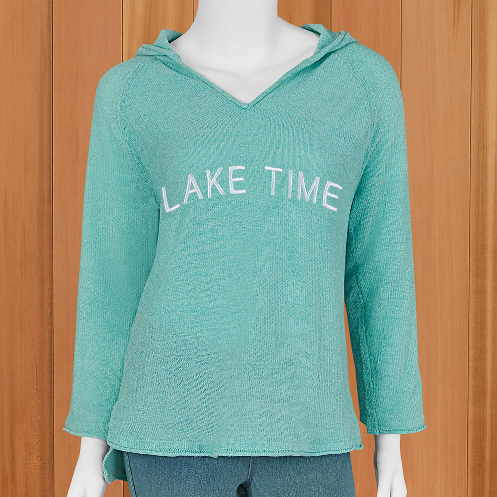 LuLu-B Women's Lightweight Chenille Hoodie, Lake Time