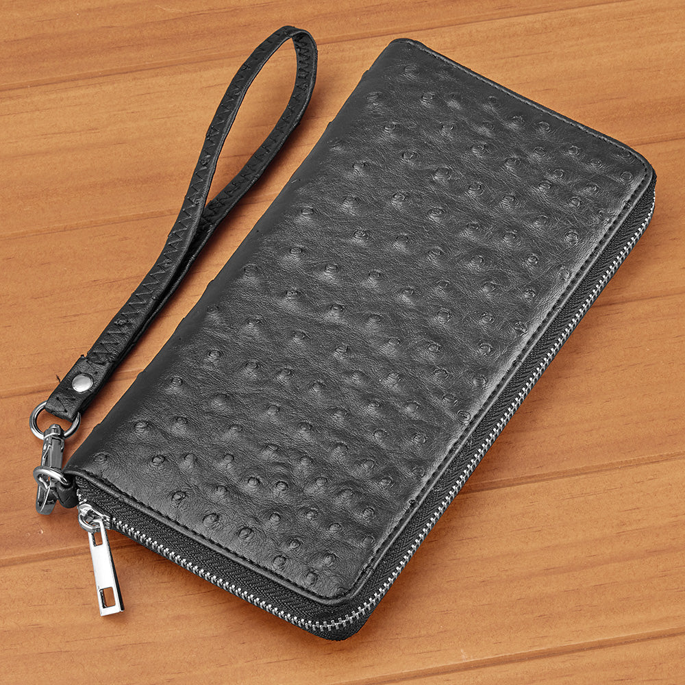 22 Tote Vegan Leather Wallet Clutch, Ostrich