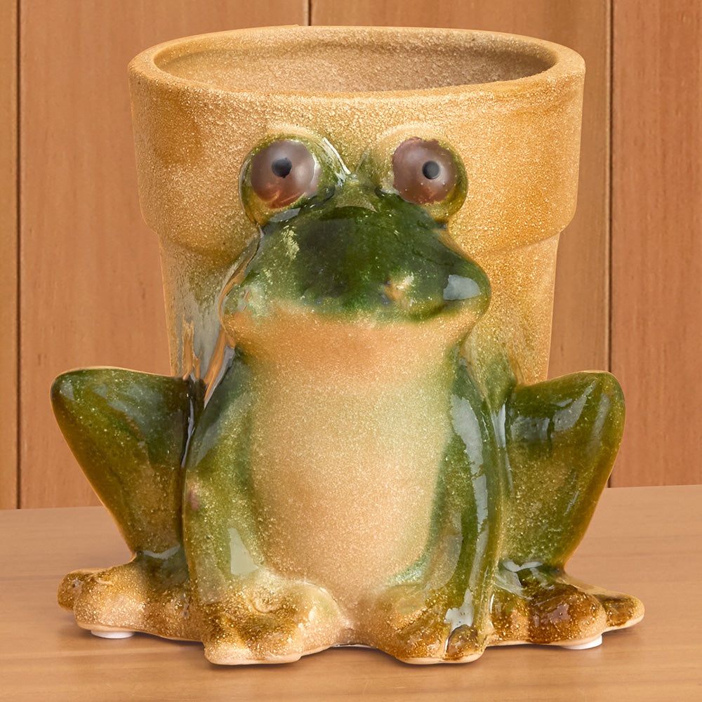 Secret Garden Stoneware Frog Pot