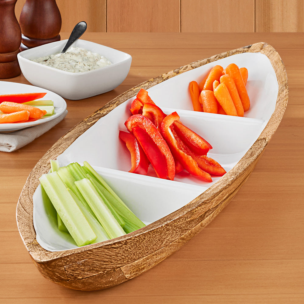 Be Home Madras Enameled Mango Divided Serving Tray