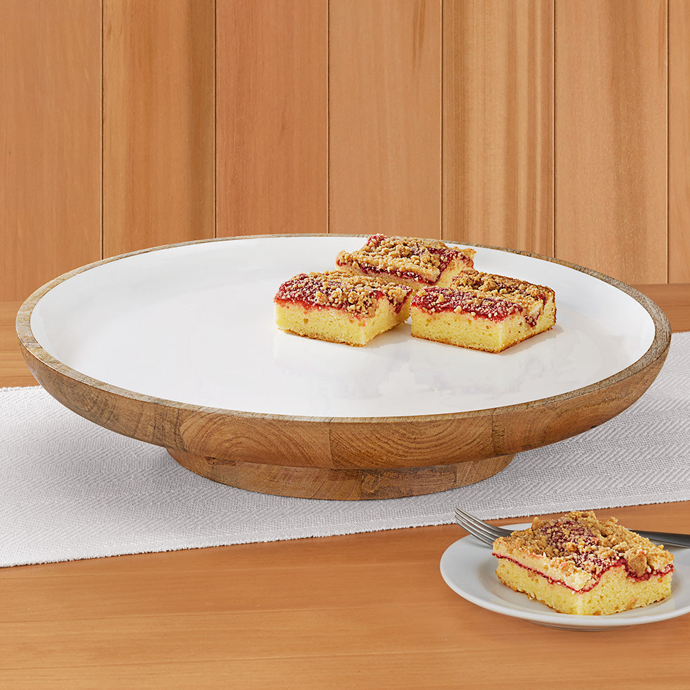 Be Home Madras Enameled Mango Footed Platter
