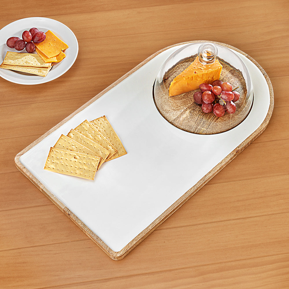 Be Home Madras Enameled Mango Serving Tray with Cloche