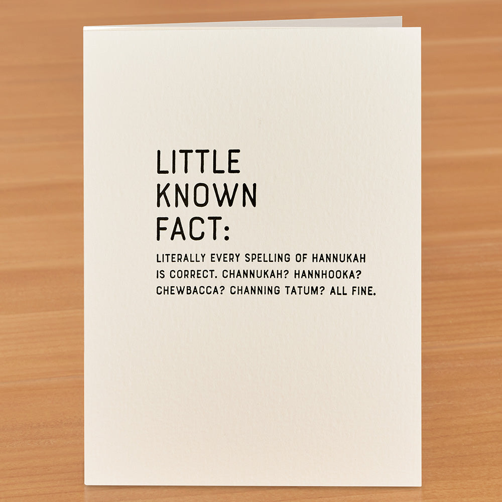 Sapling Press Hanukkah Card, Spelling Fact