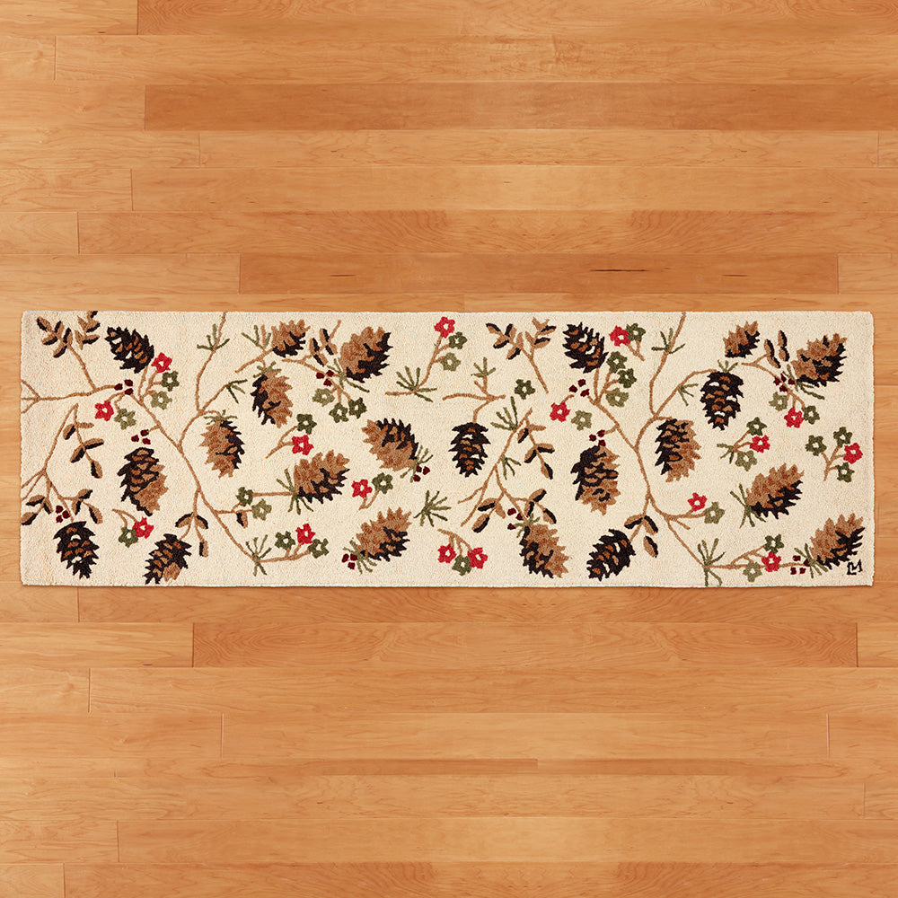 Chandler 4 Corners 30" x 8' Hooked Runner, Pinecones & Flowers