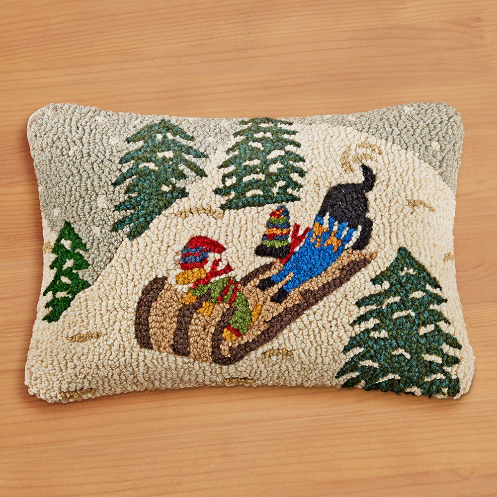 Chandler 4 Corners 20" x 14" Hooked Pillow, Downward Dogs