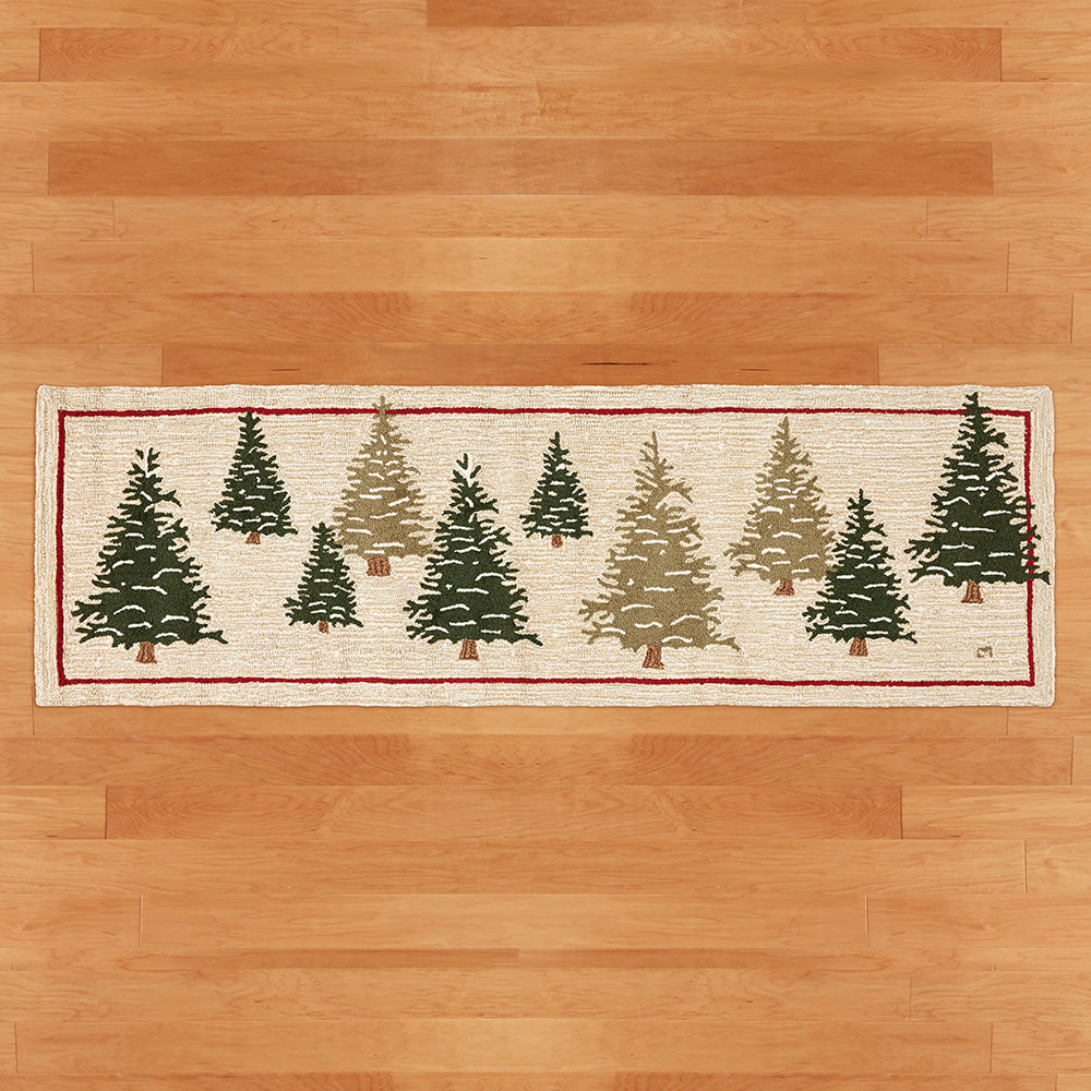 Chandler 4 Corners 30" x 8' Hooked Runner, Frosty Trees