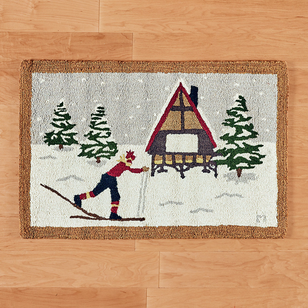 Chandler 4 Corners 2' x 3' Hooked Rug, Nordic Trek Cabin
