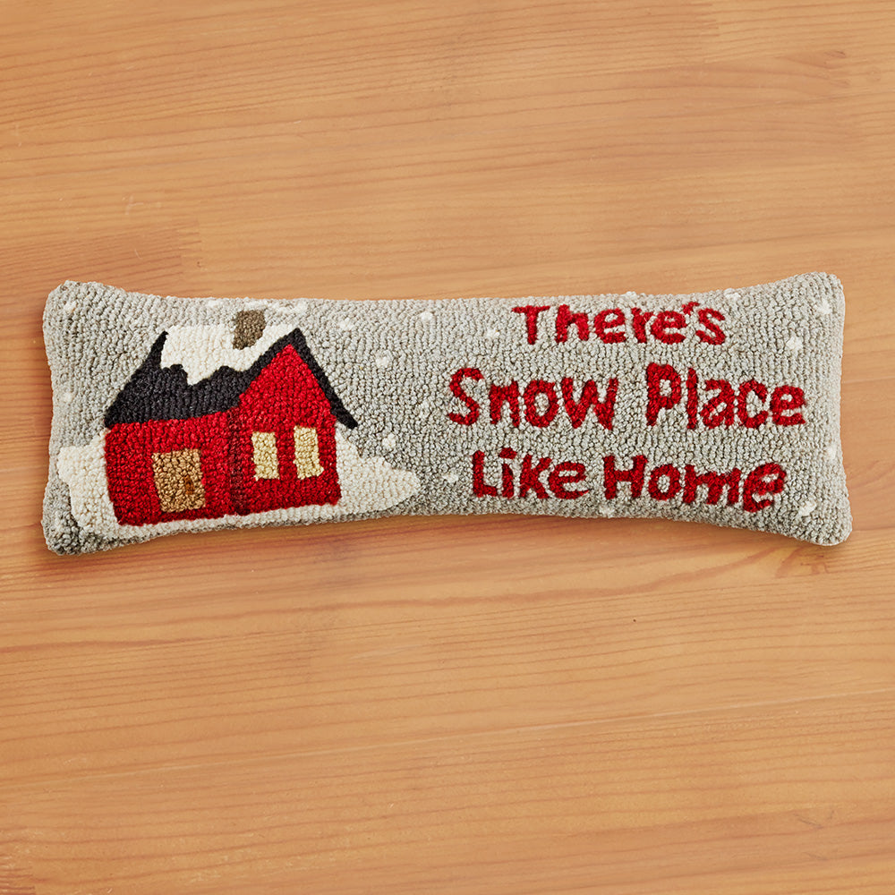 Chandler 4 Corners 24" x 8" Hooked Pillow, "Snow Place Like Home"