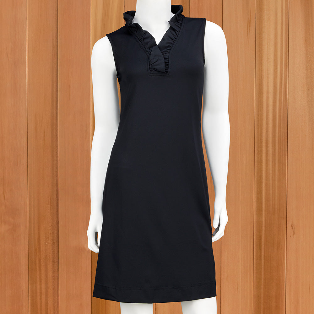 Lulu-B V-Neck Ruffle Dress Black / Medium Lulu-B V-Neck Ruffle Dress Black / Medium
