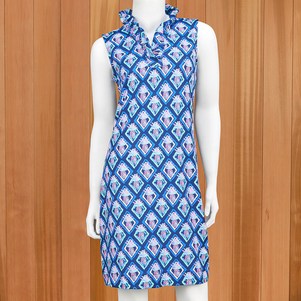 LuLu-B Women's Ruffled-Neck Sleeveless Sun Protection Dress To The Nines Manitowish Waters LuLu-B Women's Ruffled-Neck Sleeveless Sun Protection Dress To The Nines Manitowish Waters