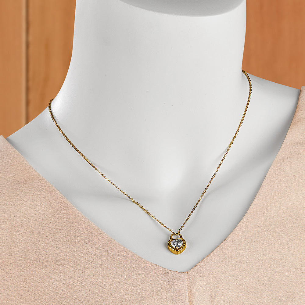 Anartxy Gold Heart Lock Necklace