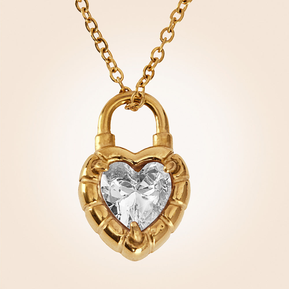 Anartxy Gold Heart Lock Necklace
