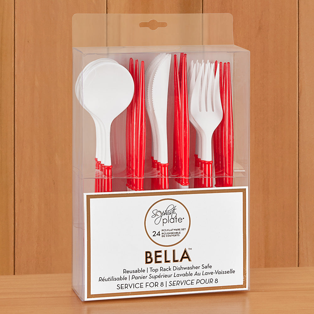 Sophistiplate Bella Plastic Cutlery, Red