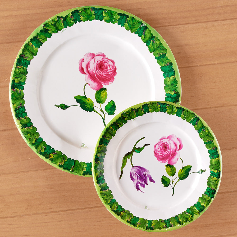 Caspari Paper Plates, Rose Chic