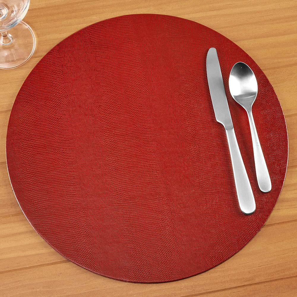 Caspari Lizard Felt-Backed Placemats, Round