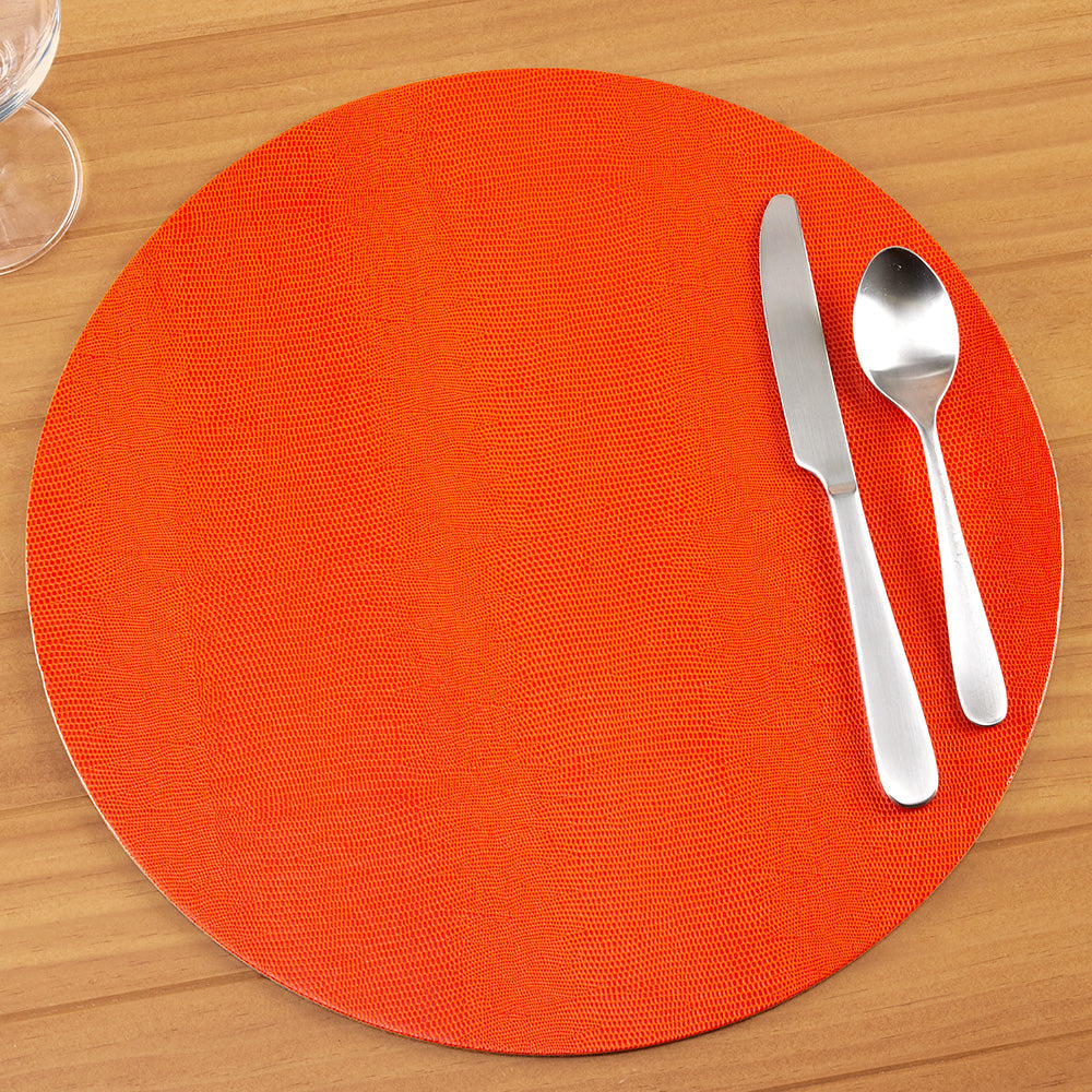 Caspari Lizard Felt-Backed Placemats, Round