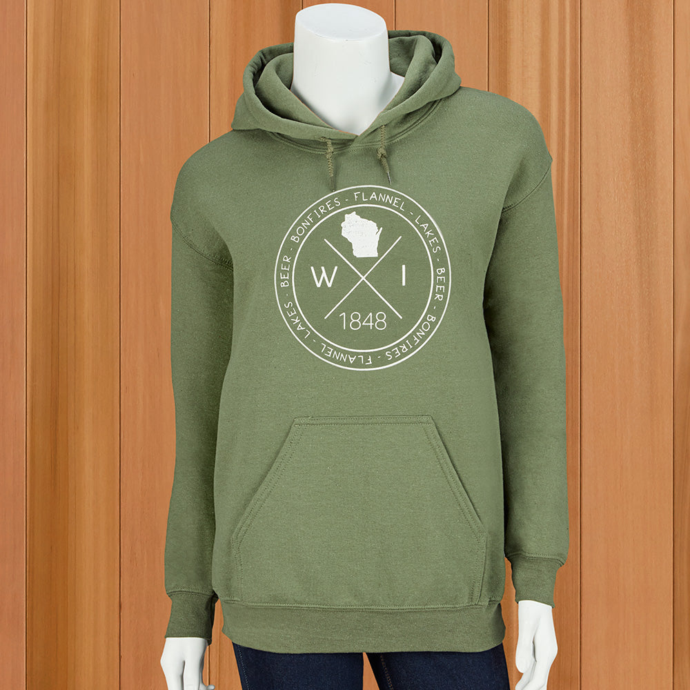 "Bonfires - Flannel - Lakes - Beer" Unisex Wisconsin Hoodie