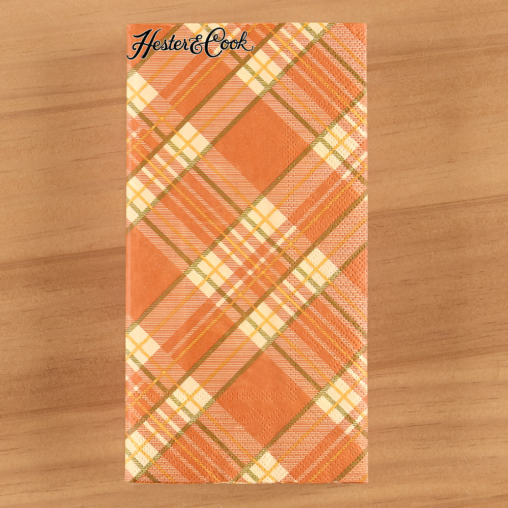 Hester & Cook Paper Napkins, Orange Plaid