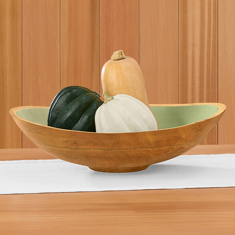Be Home Madras Enameled Mango Serving Bowls, Sage