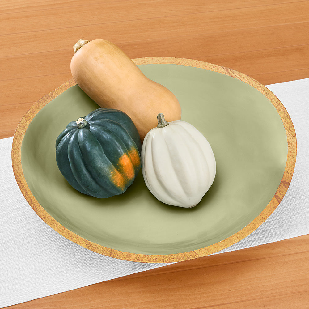 Be Home Madras Enameled Mango Serving Bowls, Sage