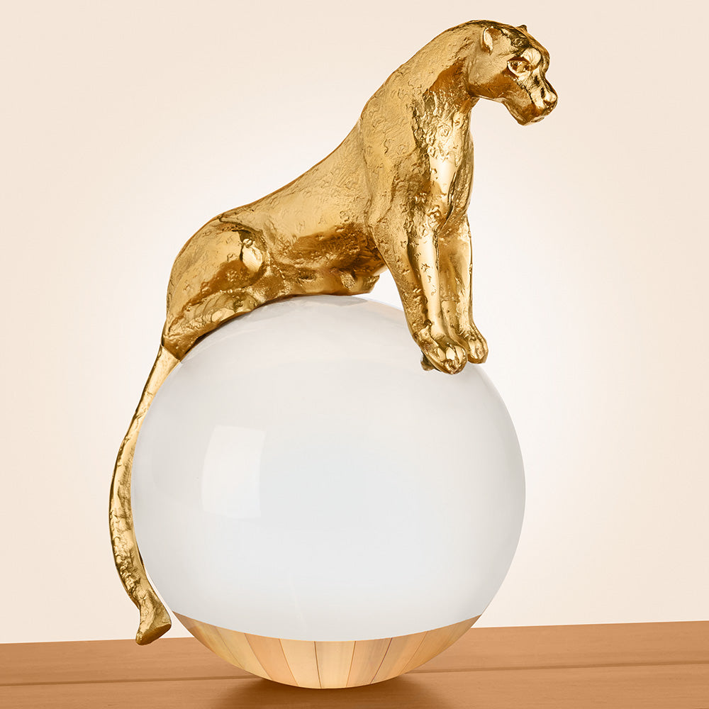 Global Views Brass and Crystal Jaguar Figurine