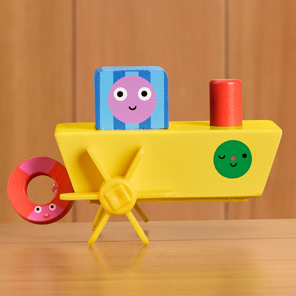 Kikkerland Kidoki Pull-String Paddle Boat Bath Toy
