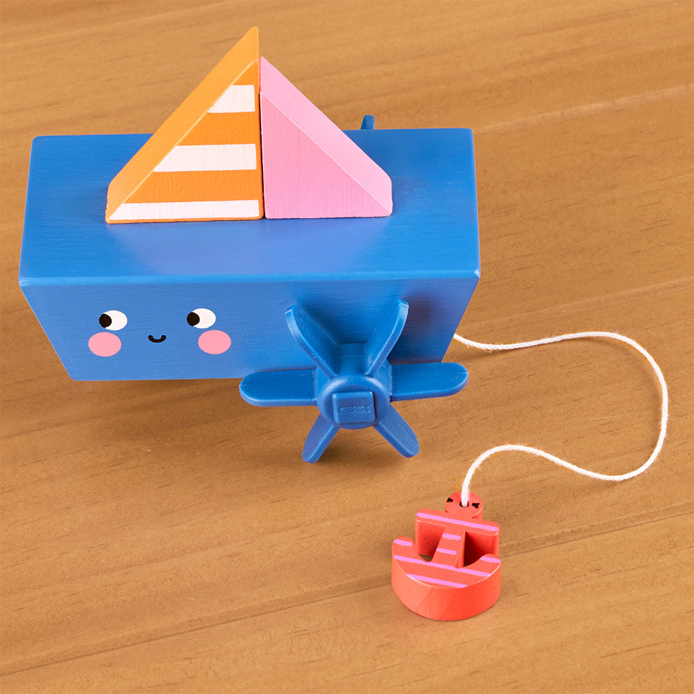 Kikkerland Kidoki Pull-String Paddle Boat Bath Toy