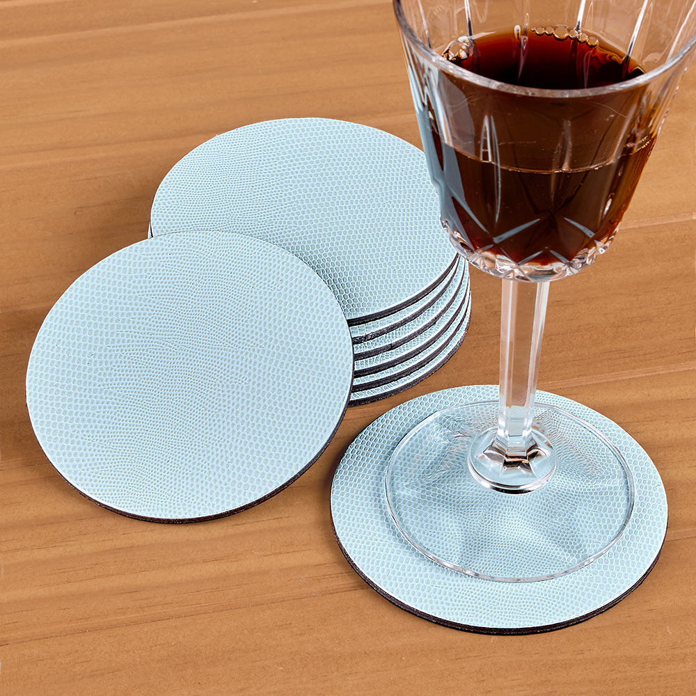 Caspari Lizard Felt-Backed Coaster Set, Round