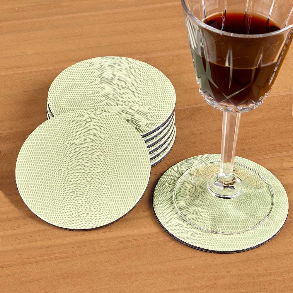 Caspari Lizard Felt-Backed Coaster Set, Round