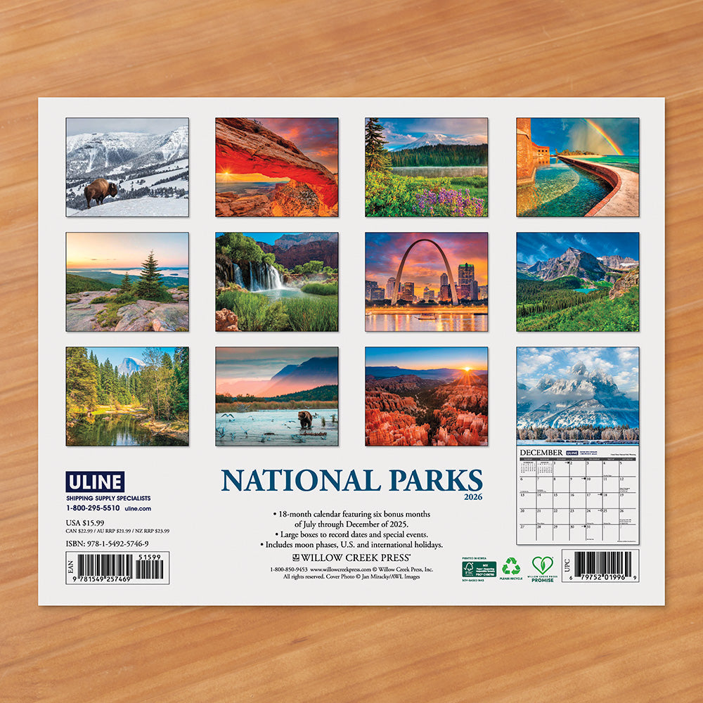 2026 Wall Calendar, National Parks