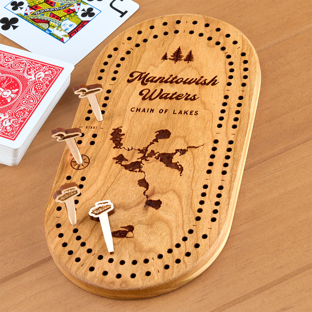 Manitowish Waters Mini Cribbage Board, Chain of Lakes