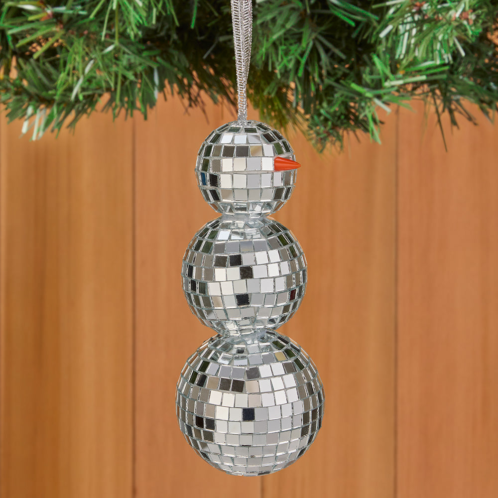 Cody Foster Glass Ornament, Mirrorball Snowman