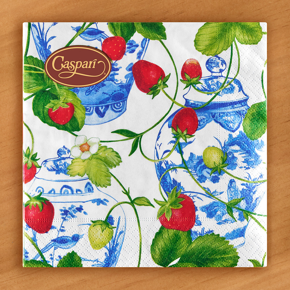 Caspari Paper Napkins, Strawberries and Cream