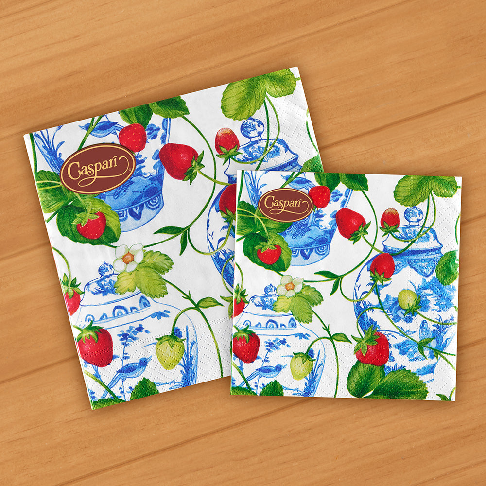 Caspari Paper Napkins, Strawberries and Cream