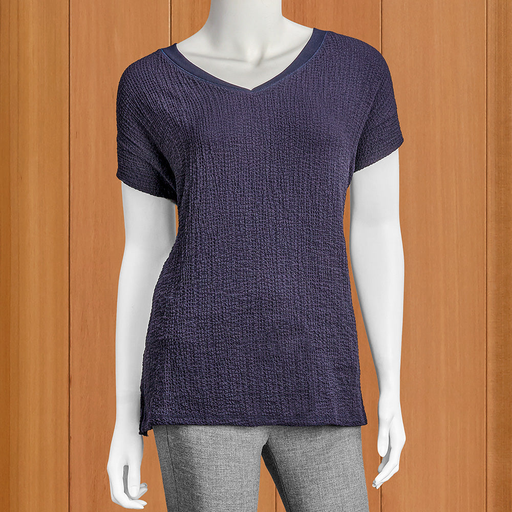 Renuar Women’s Crinkle Knit Cap Sleeve Top