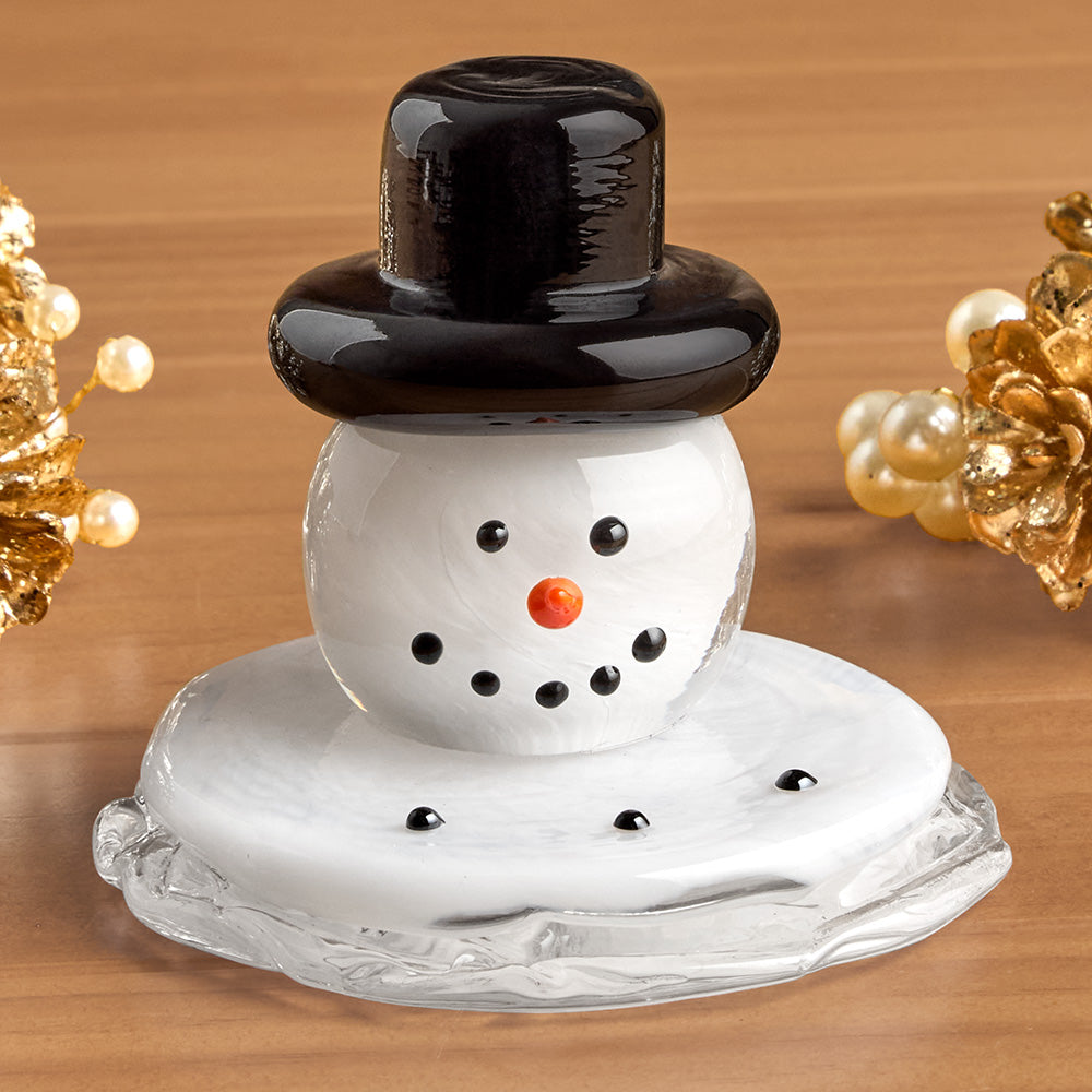 Melting Snowman Glass Figurine
