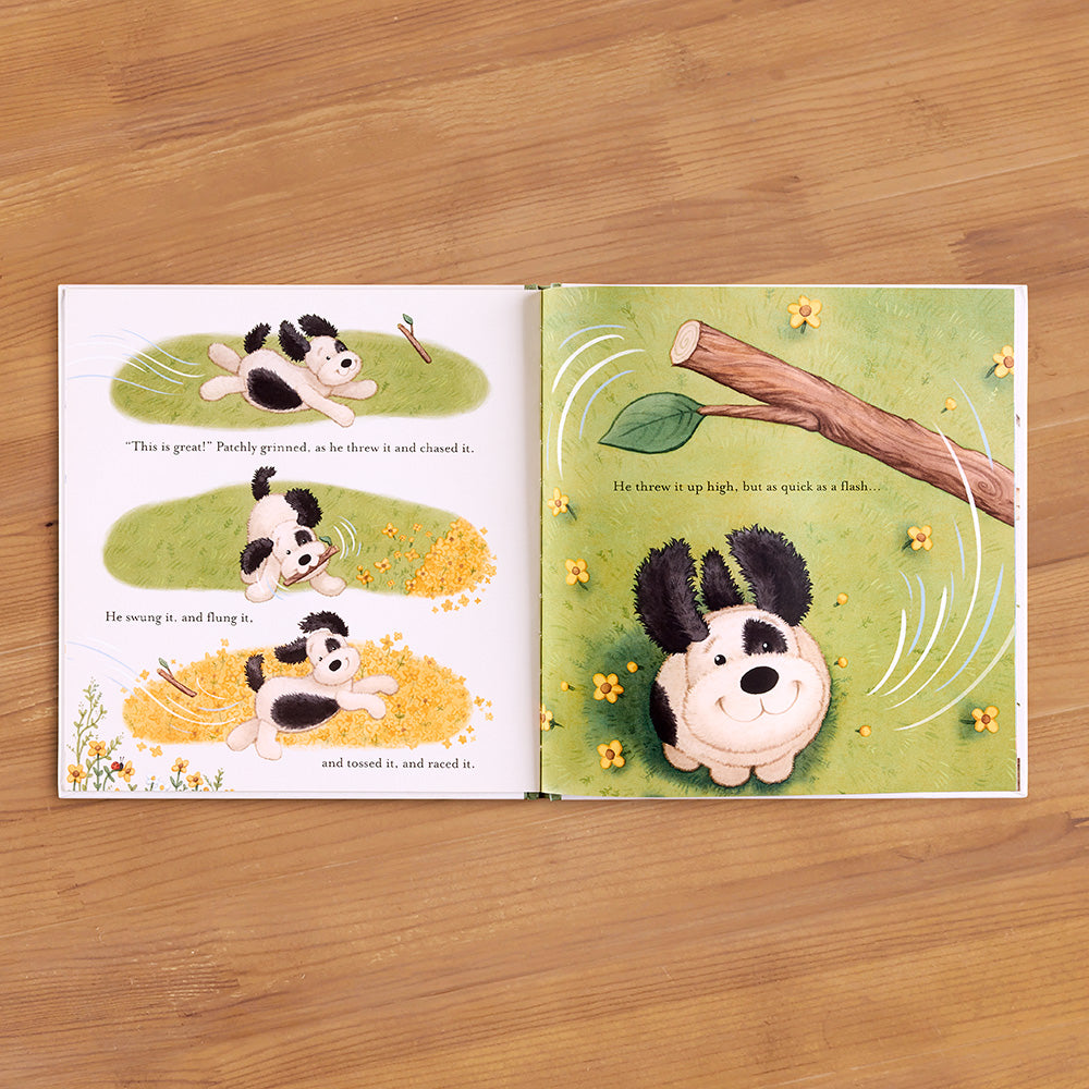 Jellycat "The Pick of the Sticks: A Patchly Puppy Story" Board Book by Elli Woollard