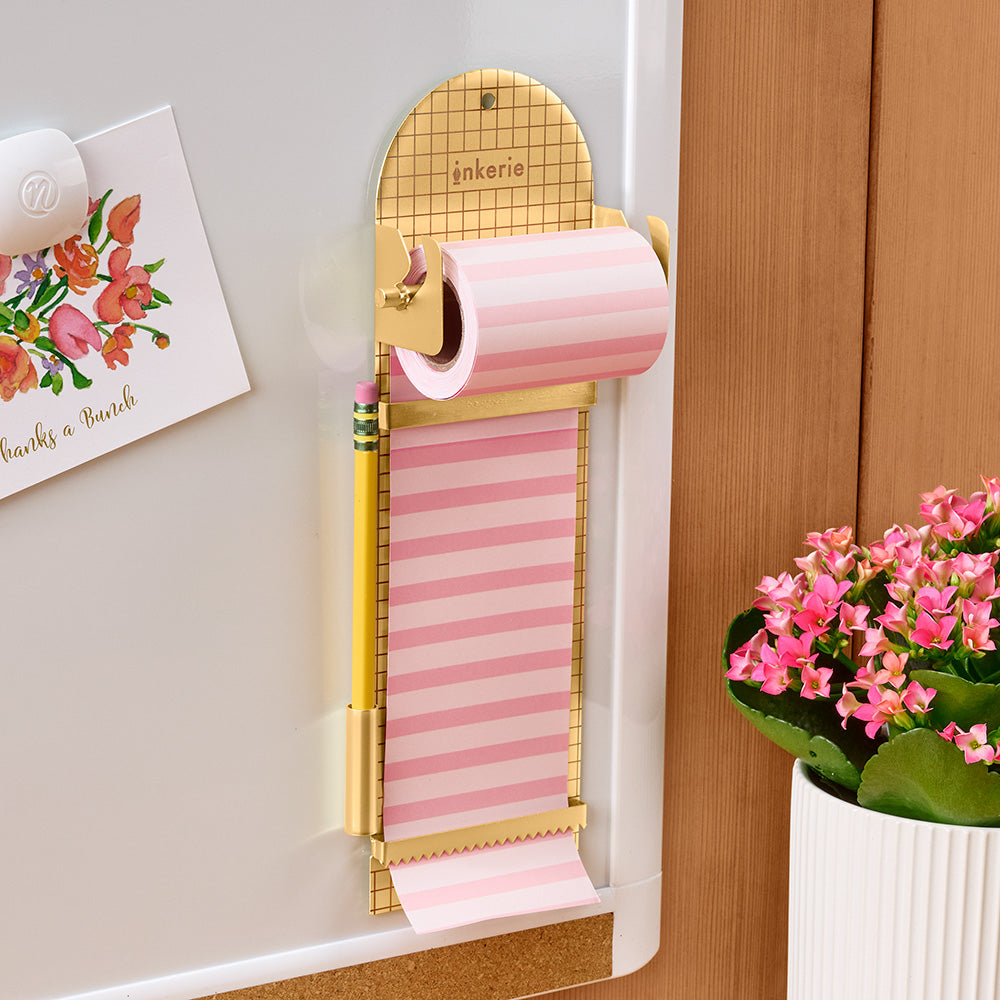 Kikkerland Inkerie Magnetic Note Roller Notepad and Refill Paper Roll