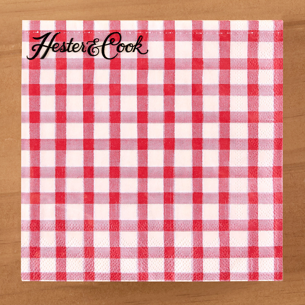 Hester & Cook Paper Napkins, Painted Check