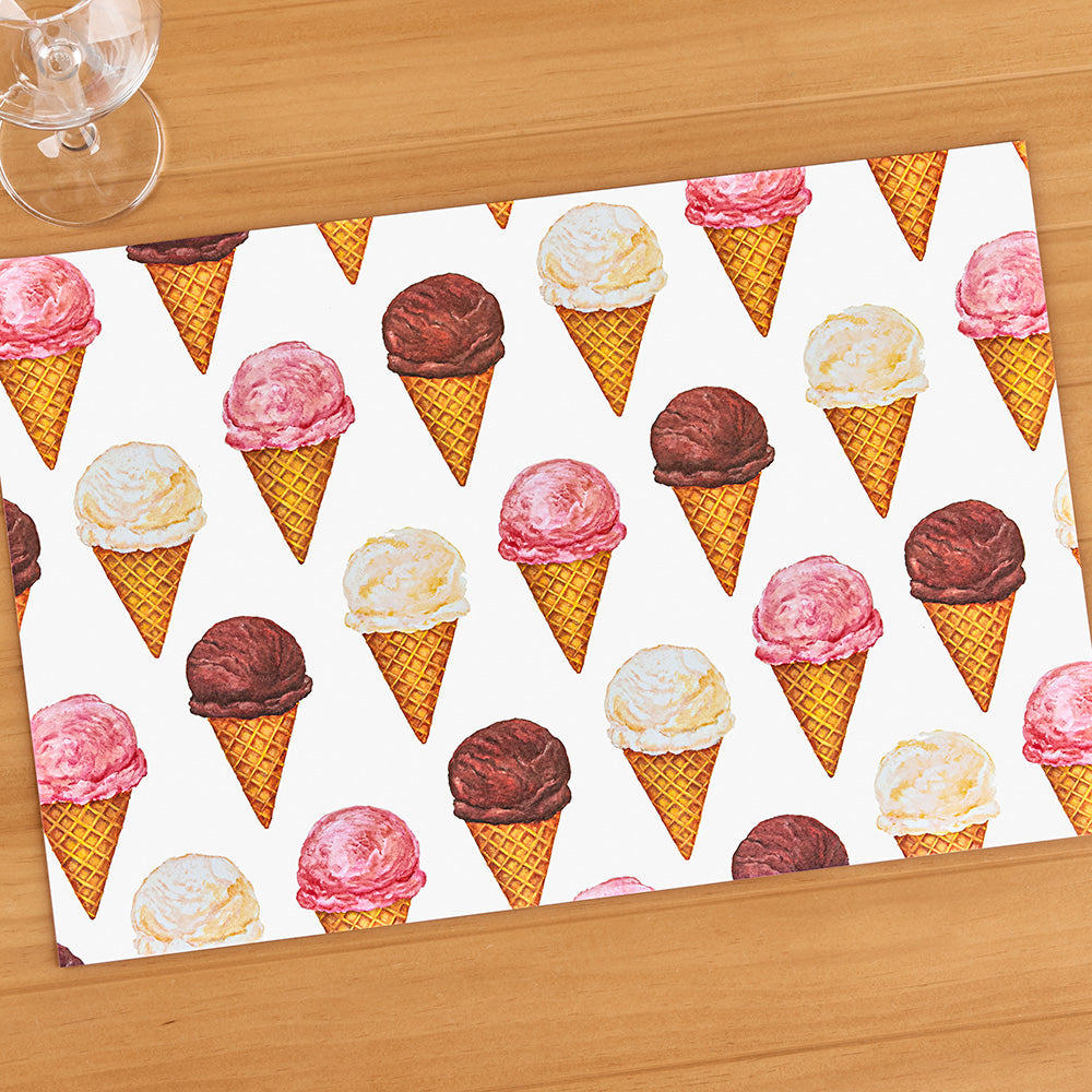 Hester & Cook Paper Placemats, Ice Cream Cones