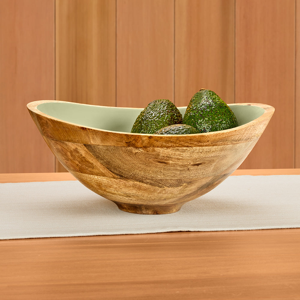 Be Home Madras Enameled Mango Serving Bowls, Sage