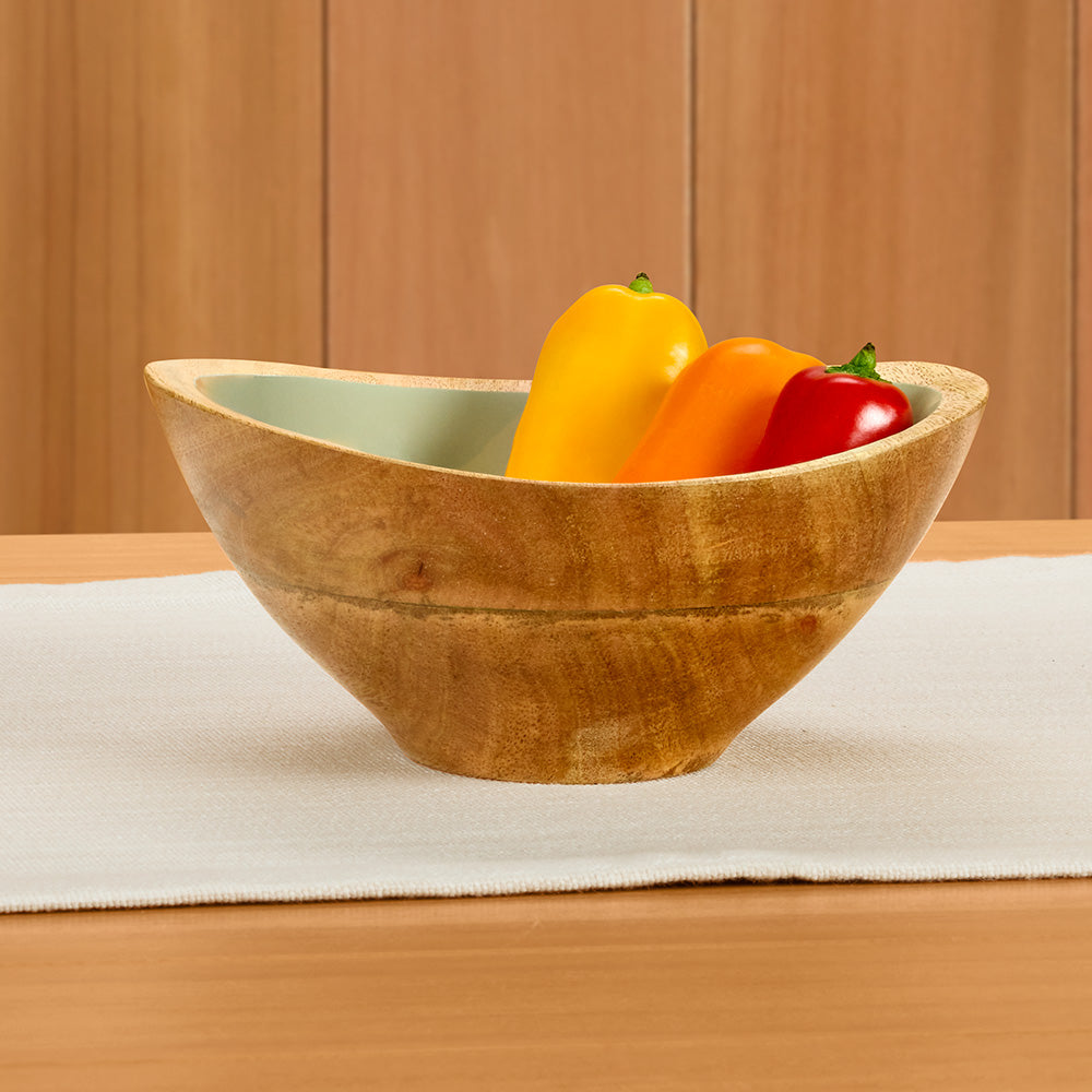 Be Home Madras Enameled Mango Serving Bowls, Sage