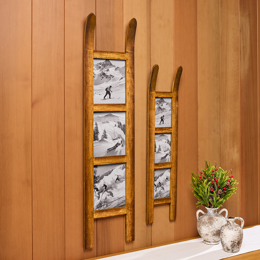 Wooden Toboggan Sled Photo Frame