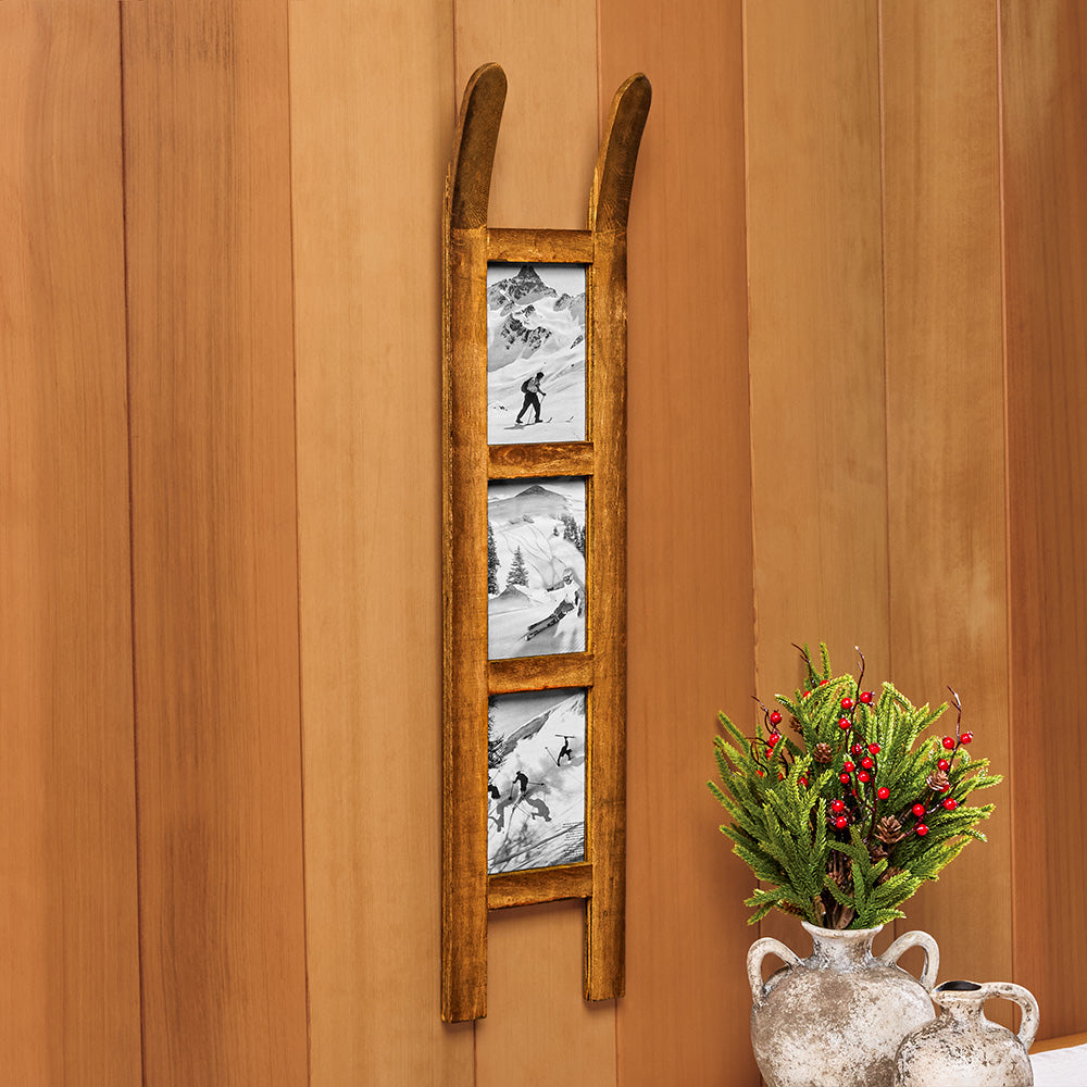 Wooden Toboggan Sled Photo Frame