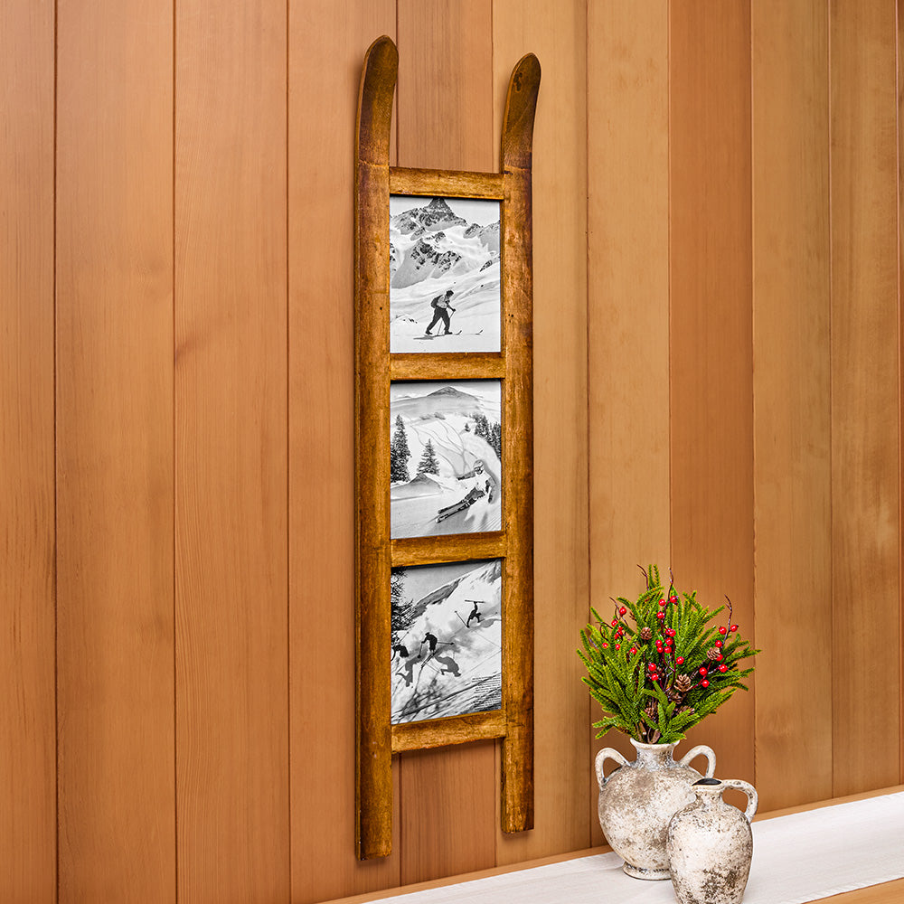Wooden Toboggan Sled Photo Frame
