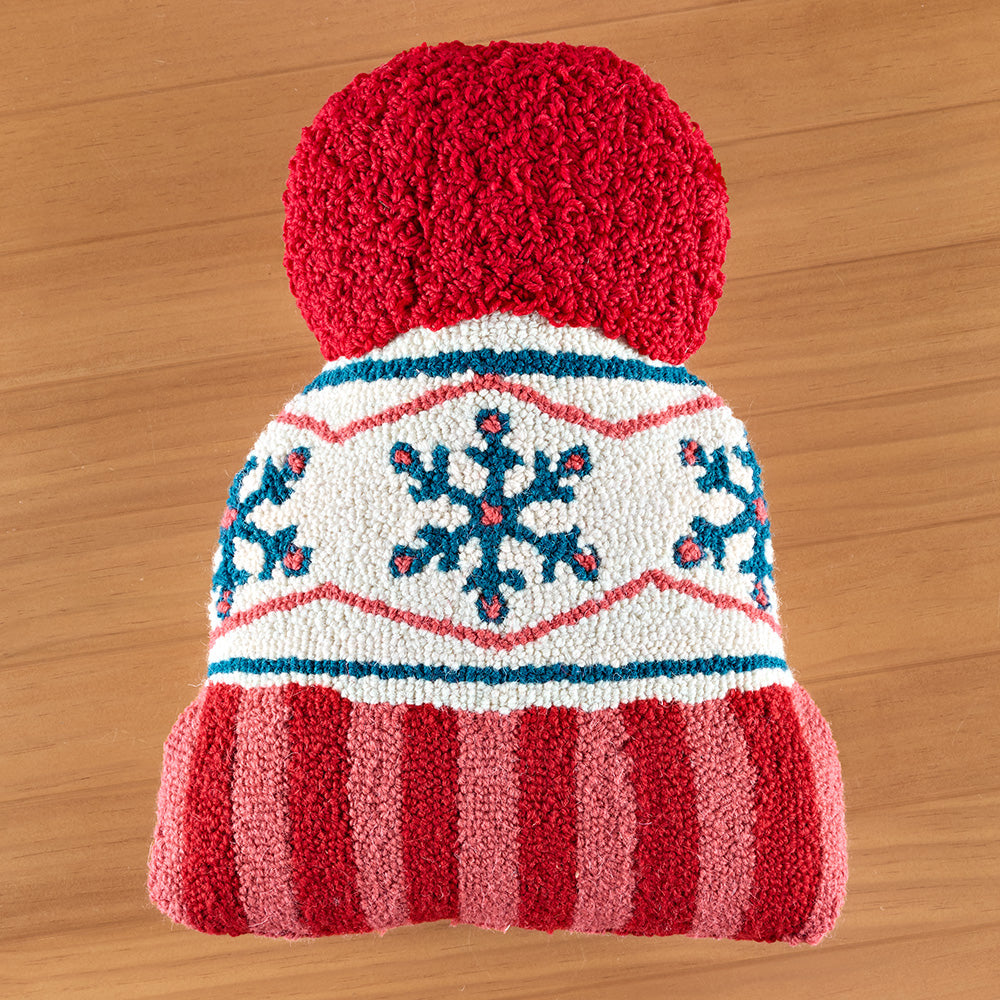 Peking Handicraft 14" x 18" Hooked Pillow, Holiday Hat